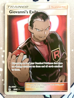 Pokemon Card Giovanni's Exile 67/68 Hidden Fates Full Art Trainer NM - Image 1