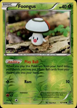 Foongus Common XY Steam Siege 12/114 Grass Reverse Holo Pokemon Card - Image 1