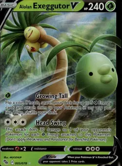 Alolan Exeggutor V Ultra Rare Pokemon GO 005/078 Grass Holofoil Pokemon Card - Image 1