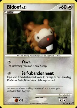 Bidoof Common Stormfront 54/100 Colorless Pokemon Card - Image 1