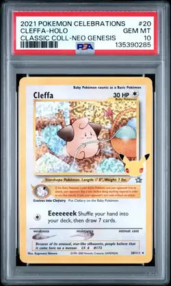 2021 Pokemon Celebrations Classic Collection Neo Genesis Holo Cleffa #20 PSA 10 - Image 1