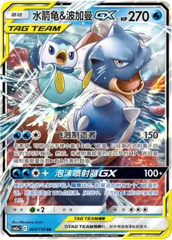 Pokemon Chinese Sun&Moon Blastoise & Piplup GX CSM2aC 003 RR Holo | Bonus Gift - Image 1
