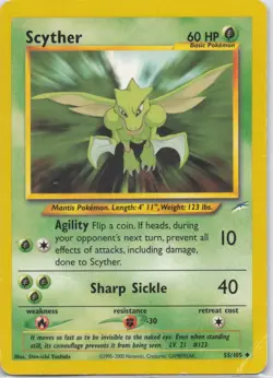 Scyther 55/105 Uncommon Neo Destiny Pokemon TCG Unlimited DMG - Image 1