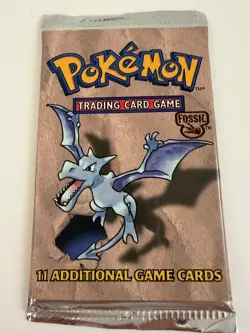 1999 Pokemon WOTC Unlimited Fossil Booster Pack Factory sealed AERODACTYL 21.15g - Image 1