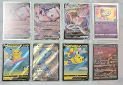 Mew Holographic Pokemon Cards Bundle #1 Plus Flying Surfing Pikachu 8 Cards Lot - Image 1