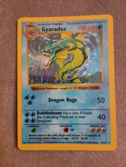 Gyarados 6/102 Base Set Rare Holo Shadowless 1999 WOTC Pokemon TCG MP - Image 1