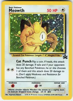 Pokemon Meowth 10 Promo Wizards Black Star Promos Pokemon Lightly Played - Image 1