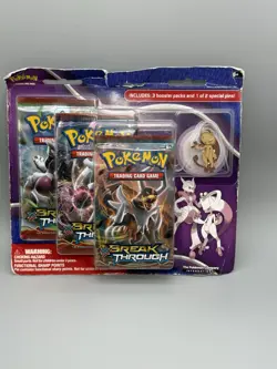 Pokemon XY BREAKthrough Blister 3 Pack Mega Mewtwo Y Pin TCG Sealed Evolution - Image 1