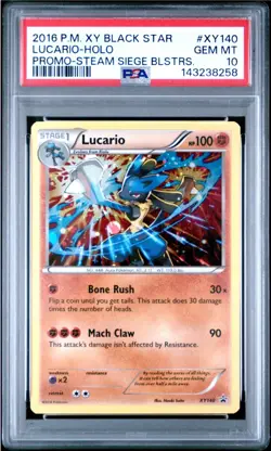 2016 POKEMON XY PROMO STEAM SIEGE BLISTER PROMO XY140 LUCARIO HOLO PSA 10 - Image 1