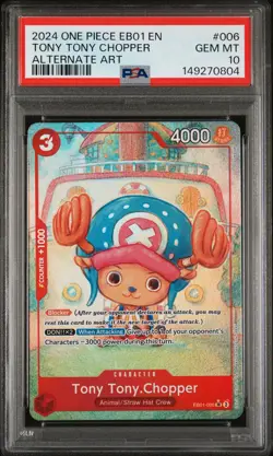 2024 ONE PIECE EB01-EXTRA BOOSTER -MEMORIAL COLLECTION- TONY TONY CHOPPER PSA 10 - Image 1