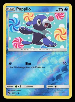 Popplio 65/214 Reverse Holo Common Lost Thunder Pokemon Card - Image 1