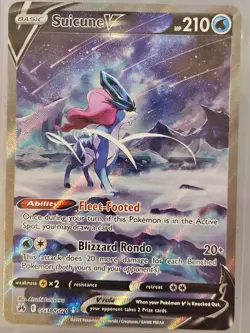 Pokemon TCG Suicune v GG38/GG70 Crown Zenith Full Art Holo Card Ultra Rare - Image 1