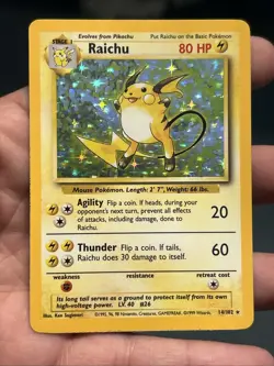 Pokemon TCG Raichu 14/102 Holo Rare Base Set 1999- LP/ NM - Image 1