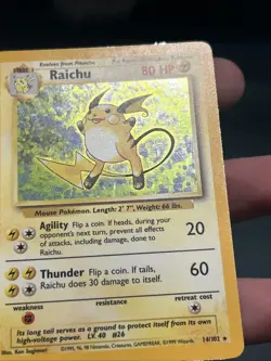 Pokemon TCG Raichu 14/102 Holo Rare Base Set 1999- LP/ NM - Image 3