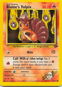 Blaine's Vulpix 66/132 Gym Challenge Common LP Pokemon TCG - Image 1