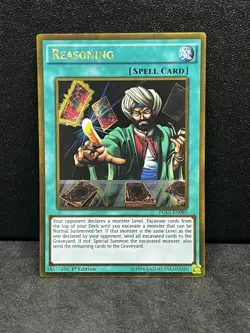 Yugioh Reasoning PGL3-EN080 Gold Rare 1st Ed NM - Image 1