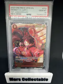 2023 One Piece - Monkey D. Luffy - OP05 1st Anniversary ST01-012 PSA 10 English - Image 1