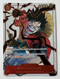 One Piece TCG 3rd Anniversary Winner ST01-012 Monkey.D.Luffy SR Foil - Image 1