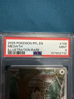 Pokemon TCG Meowth 106/094 Me02: Phantasmal Flames IR PSA 9 - Image 2