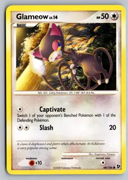 Glameow 68/106 Common Great Encounters Pokemon Moderately Played - Image 1