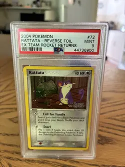 Rattata EX Team Rocket Returns 72/109 PSA 9 Reverse Holo Pokemon Card 2004 - Image 1