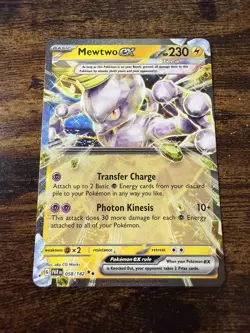 Pokemon Mewtwo EX Card 58/182 Paradox Rift Double Rare LP-NM - Image 1