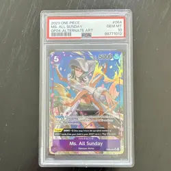 One Piece CCG Ms. All Sunday OP04-064 Kingdoms SR Foil Alt Art PSA 10 EN - Image 1