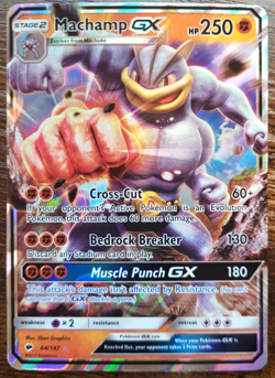 Pokemon TCG S&M Burning Shadows Machamp GX 64/147 NM Condition - Image 1