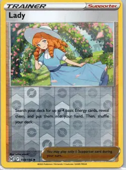 Pokemon TCG Lady 159/196 Lost Origin Rev Holo NM - Image 1