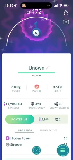 Pokemon Go Shiny Unown Q - Image 1
