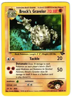 Pokemon TCG Brock's Graveler 34/132 Uncommon Gym Challenge Unlimited LP/MP - Image 1