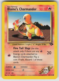 Blaine's Charmander 60/132 Common Gym Challenge Pokemon Unlimited Heavily Played - Image 1