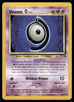 Pokemon Tcg Unown D #47 Pokemon Neo Discovery LP - Image 1