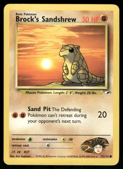 Pokemon Tcg Brock's Sandshrew #72 Pokemon Gym Heroes LP - Image 1