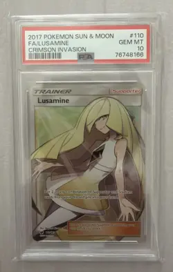 Lusamine 2017 Pokemon Sun & Moon Full Art Crimson Invasion #110 PSA 10 - Image 1
