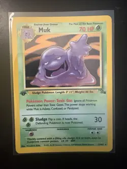 Muk Fossil 1st Edition Holo Rare 13/62 Near Mint Pokemon Card NM+ - Image 1