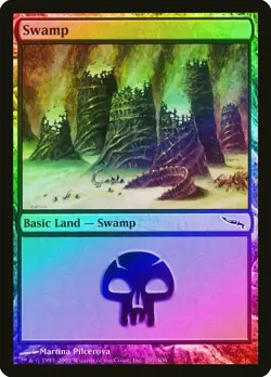 Swamp (297) FOIL Mirrodin LP Basic Land MAGIC THE GATHERING - Image 1