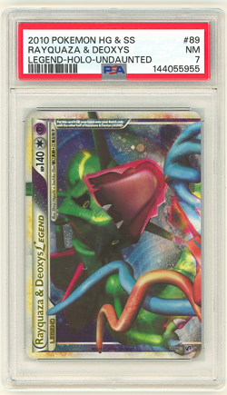 2010 POKEMON HG & SS UNDAUNTED #89 RAYQUAZA & DEOXYS LEGEND-HOLO PSA 7 - Image 1