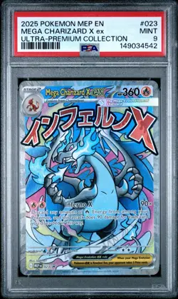 PSA 9 2025 POKEMON MEP EN PROMO 023 MEGA CHARIZARD X EX UPC - Image 1