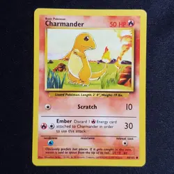 Charmander 46/102 Common Base Set Unlimited Pokemon Moderately Played - Image 1