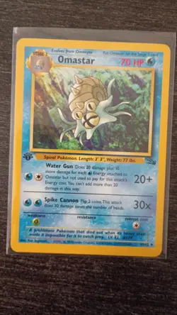 Wizards of the Coast Pokemon Omastar Fossil 40/62 1st Edition Unc 70 HP 1999 TCG - Image 1