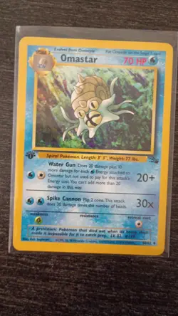 Wizards of the Coast Pokemon Omastar Fossil 40/62 1st Edition Unc 70 HP 1999 TCG - Image 2
