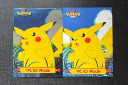 Topps Pokemon Series 1 TV2 #25 Pikachu Rainbow Holo & Non Holo Foil BLUE LOGO - Image 1