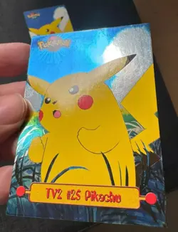 Topps Pokemon Series 1 TV2 #25 Pikachu Rainbow Holo & Non Holo Foil BLUE LOGO - Image 4