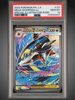 2025 POKEMON PFL EN-PHANTASMAL FLAMES #127 MEGA SHARPEDO EX PSA 10 Spanish - Image 1