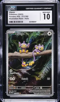 2023 POKEMON PARADOX RIFT - ILLUSTRATION RARE - HOLO AIPOM CGC 10 GEM MINT - Image 1