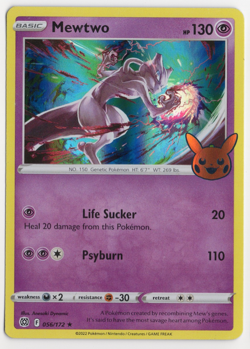 Mewtwo 056/172 Holo Halloween Stamped Pokemon Card - Image 1