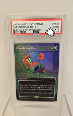Magic the Gathering Mr. Krabs Smothering Tithe Secret Layer PSA 9 *FOIL* - Image 1