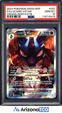 Pokemon 2023 Lucario VSTAR SWSH291 Full Art Black Star Promo Crown Zenith PSA 10 - Image 1
