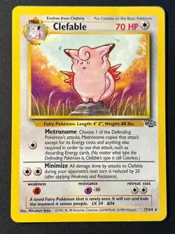Clefable 17/64 Jungle Unlimited Rare - WOTC Pokemon Card HP - Image 1